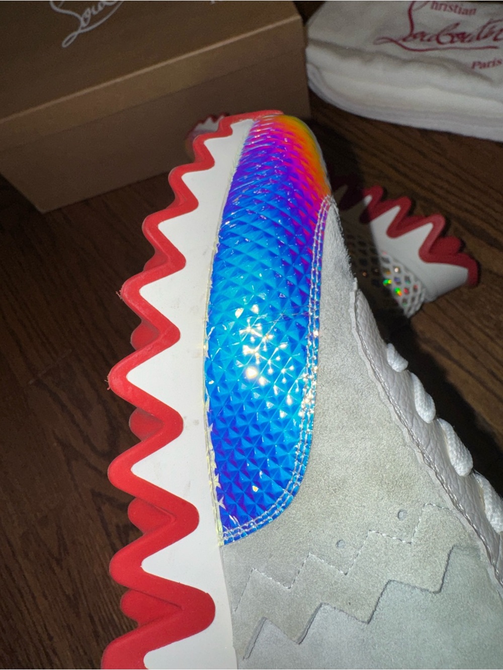 Size 38 Christian Louboutin Loubishark Iridescent Sneakers - Picture 9 of 10